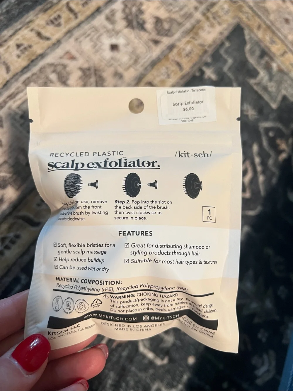 Kitsch Rose Pink Silicone Scalp Exfoliator Brush